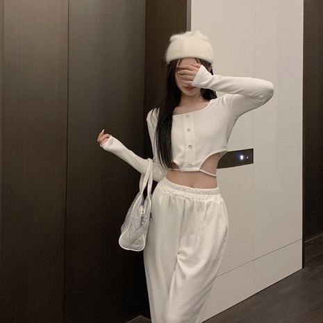 QADCOL Áo thun lửng tay dài màu sắc trẻ trung sành điệu cho phái nữ