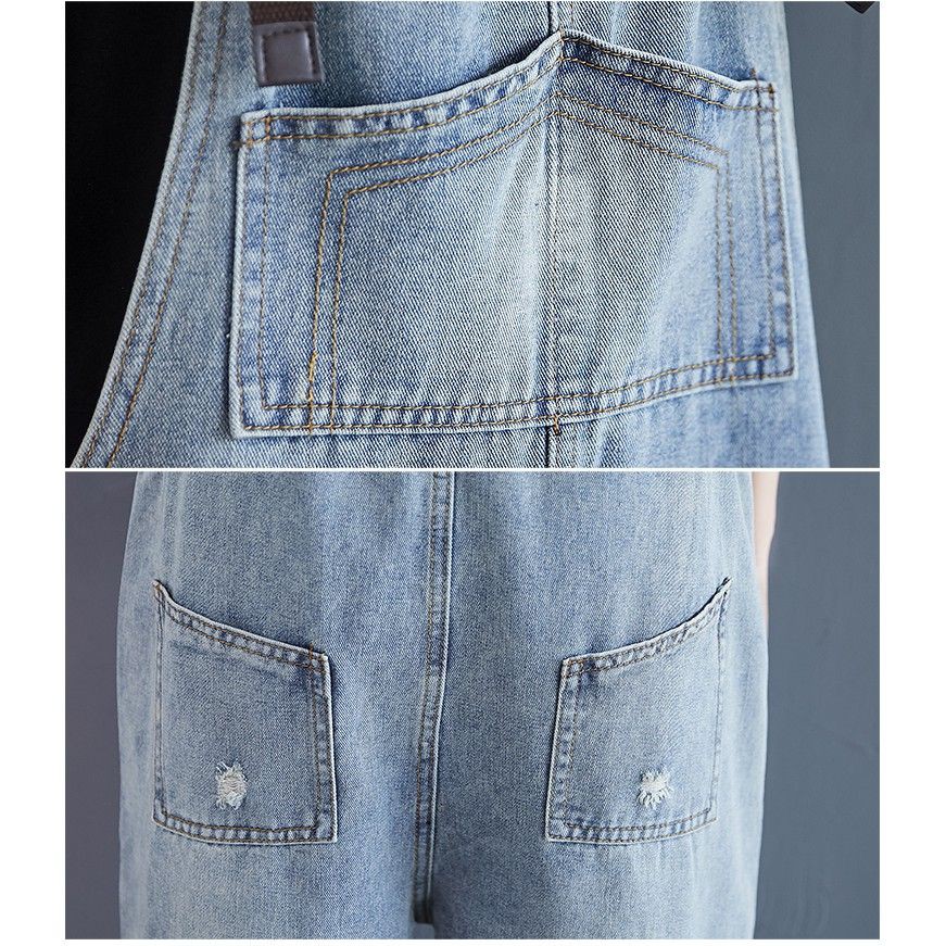 [ORDER] Quần yếm jean dáng rộng dây da (size M-XXL fit đến 80kg) - Có ảnh thật | BigBuy360 - bigbuy360.vn