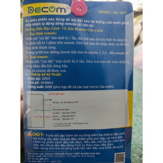 Điều khiển cửa cuốn DC-2017 [Chính Hãng Decom]