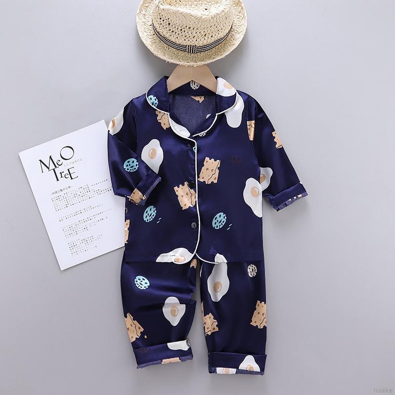 Bộ Đồ Ngủ Pijama Dài Tay Vải Phi Bóng Cho Bé Từ 1-6 Tuổi