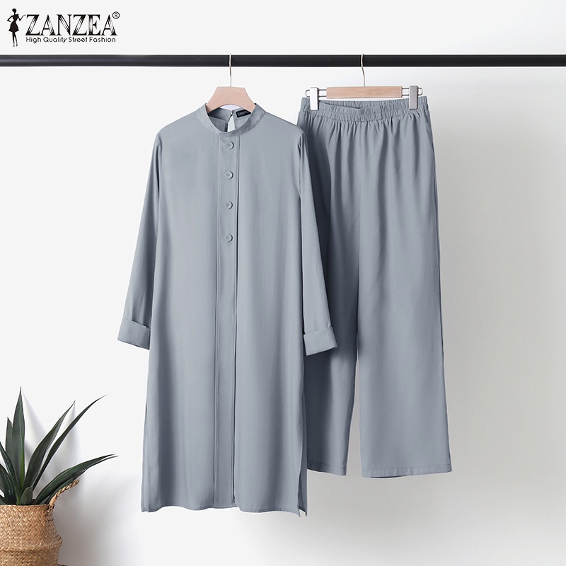 Zanzea Set Đồ Dài Xẻ Tà Phong Cách Hồi Giáo Thời Trang Cho Nữ