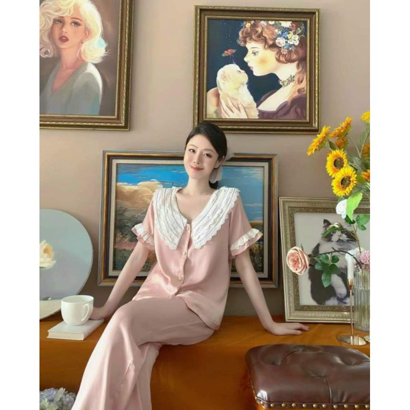 Đồ bộ nữ Vic's lụa Latin cao cấp, đồ ngủ hoạ tiết mặc nhà sang trọng L237 thời trang nữ pijama | BigBuy360 - bigbuy360.vn