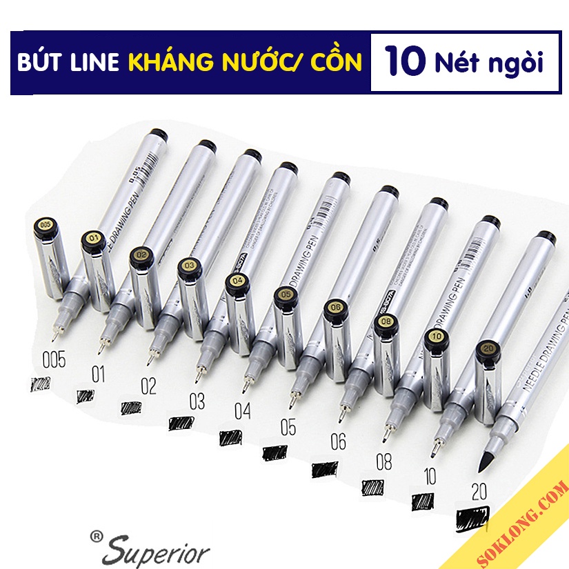 Bút line đi nét Superior kháng nước B42 chuyên dụng vẽ màu nước, vẽ sketch chuyên nghiệp