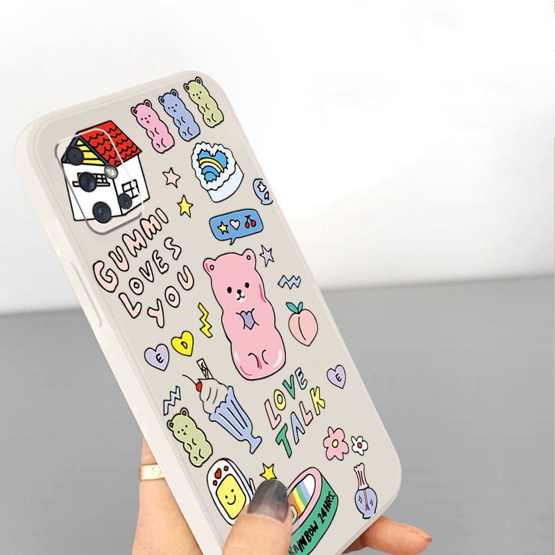 Ốp lưng samsung viền vuông A31/ A51/ A71/ A13/ A33/ A53/ A12/ A22/ A32/ A52/ A02S/ A03S/ A21S STICKER GẤU DỄ THƯƠNG