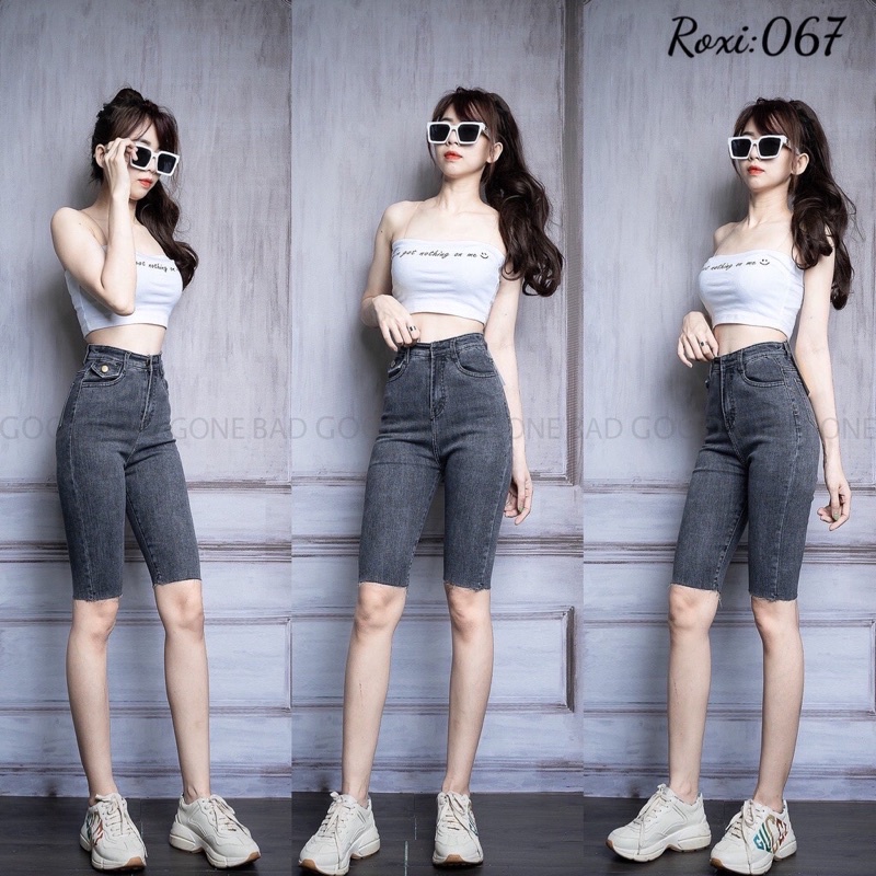Quần jean Lửng nữ cạp cao Unisex❤chất bò dày  phai màu, không co giãn❤Hàng Quảng Châu Cao Cấp Jeans Short