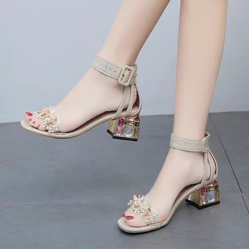 ORDER dép cao gót đế vuông sandal gót găn đa cao 5cm size 34 đến 38 HI329