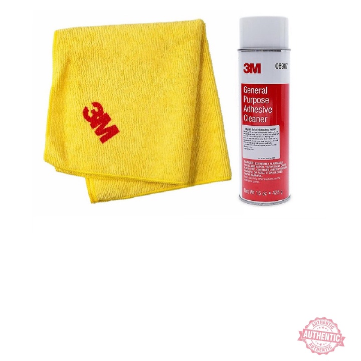 (Hỏa tốc) Combo siêu tiết kiệm Dung dịch tẩy keo, nhựa đường 3M 08987 và Khăn lau xe hơi chuyên dụng, chống trầy xước 3M