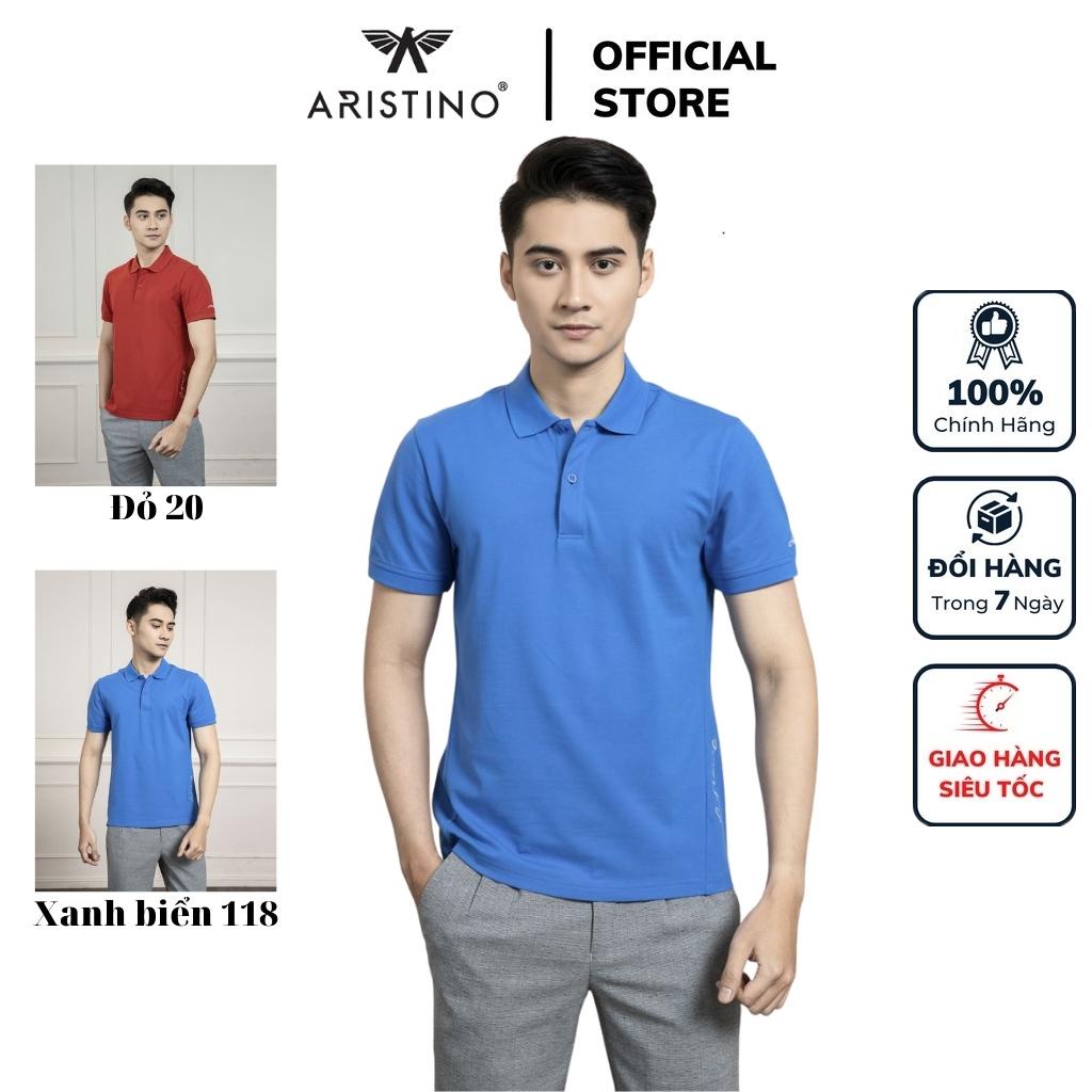 Áo thun polo nam Aristino APS009S1 phông ngắn tay có cổ bẻ dáng suông vừa trơn màu vải Cotton Organic cao cấp mềm mát