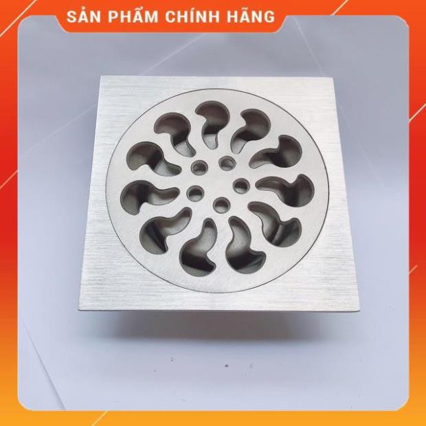 (SALE) phễu thoát sàn chống hôi inox304 mờ, phễu thoát nước, phễu thu sàn, mặt 10x10cm phi 60, đúc nguyên khối