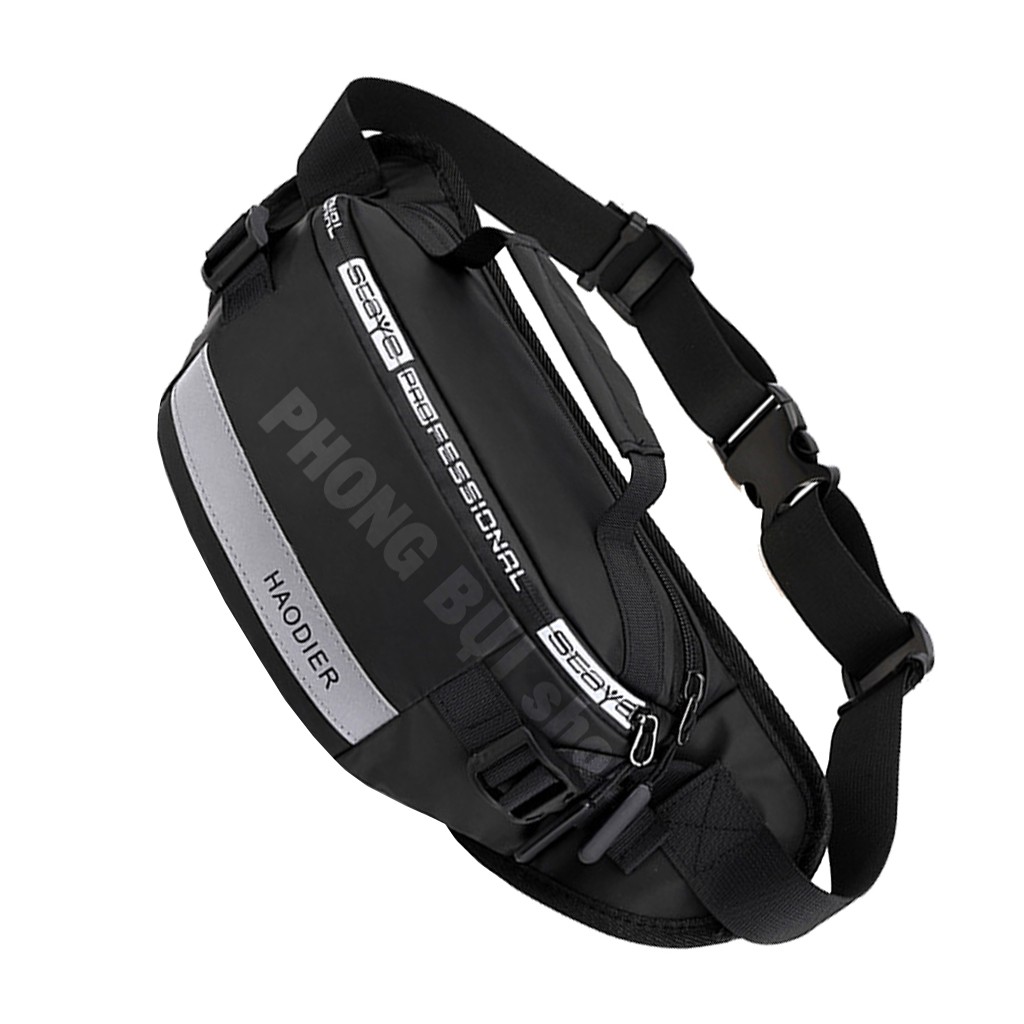 Túi Đeo Chéo Phản Quang Da Bóng Cao Cấp Chống Nước, Đeo Hông Ngăn Rộng Tiện Dụng