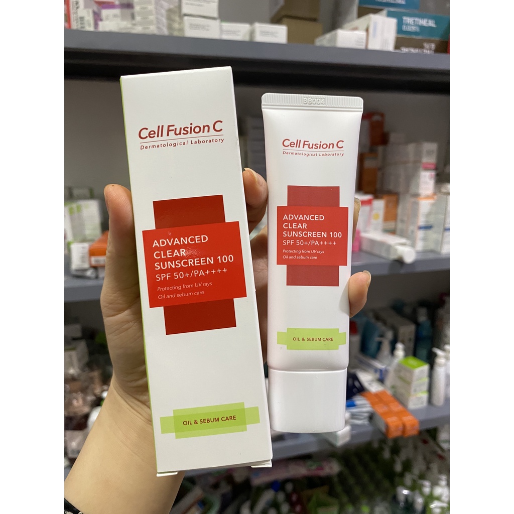 [ CHÍNH HÃNG ] Kem chống nắng Cell Fusion C ADVANCED CLEAR SUNSCREEN 100 SPF50+ PA++++ , kem chống nắng cho da dầu 50ML