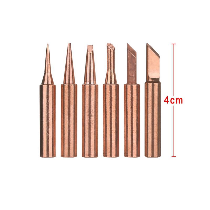 Bộ 6 cái mũi hàn 936 / 937 / 938 / 969 / 8586 chuyên dụng thay thế cho máy hàn, chất liệu đầu đồng nguyên chất