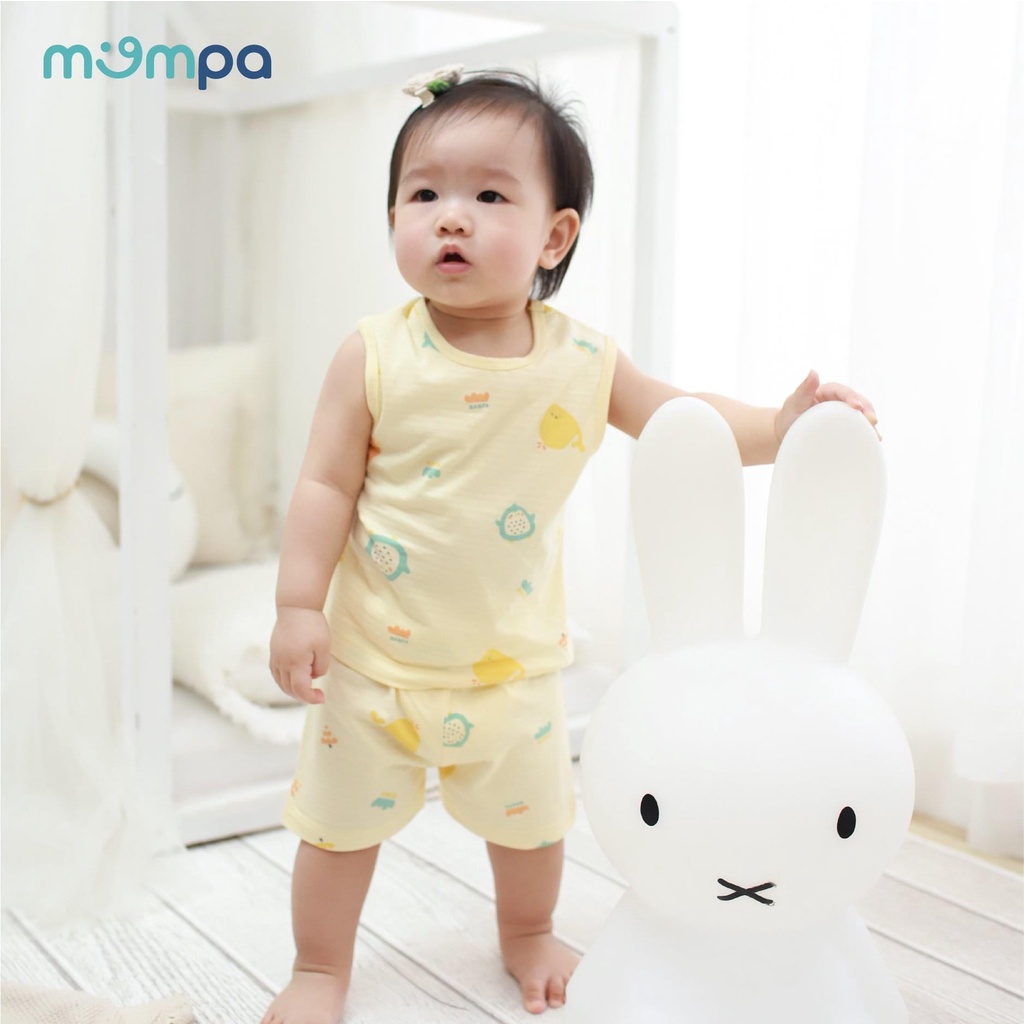 Bộ Mompa ba lỗ Cotton giấy Hàn Quốc cao cấp thoáng mát thấm hút tốt bộ sát nách in thú cưng cho bé trai bé gái MP611