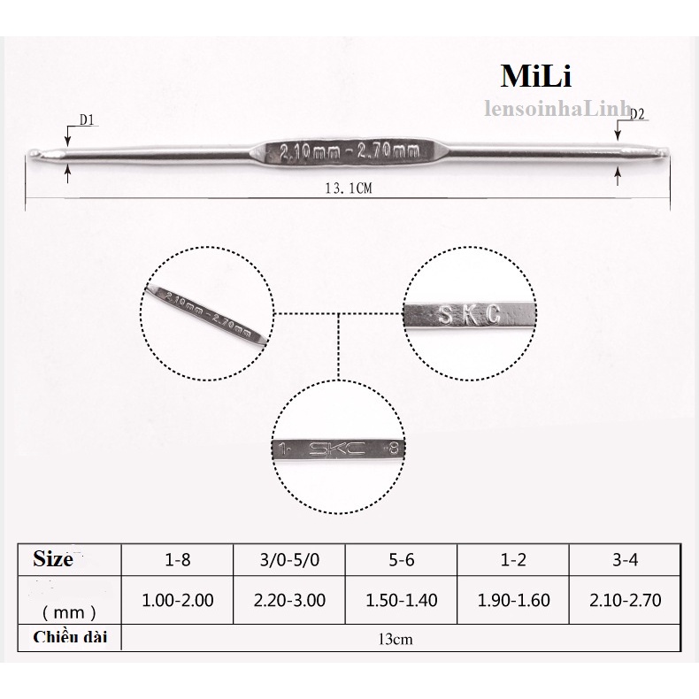 Kim móc 2 đầu SKC kim loại