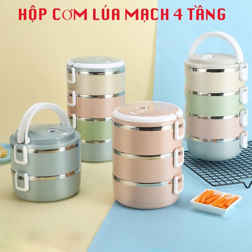 HỘP CƠM GIỮ NHIỆT 4 TẦNG INOX BỌC NHỰA CHỐNG NÓNG KHUYẾN MÃI SỐC HÔM NAY