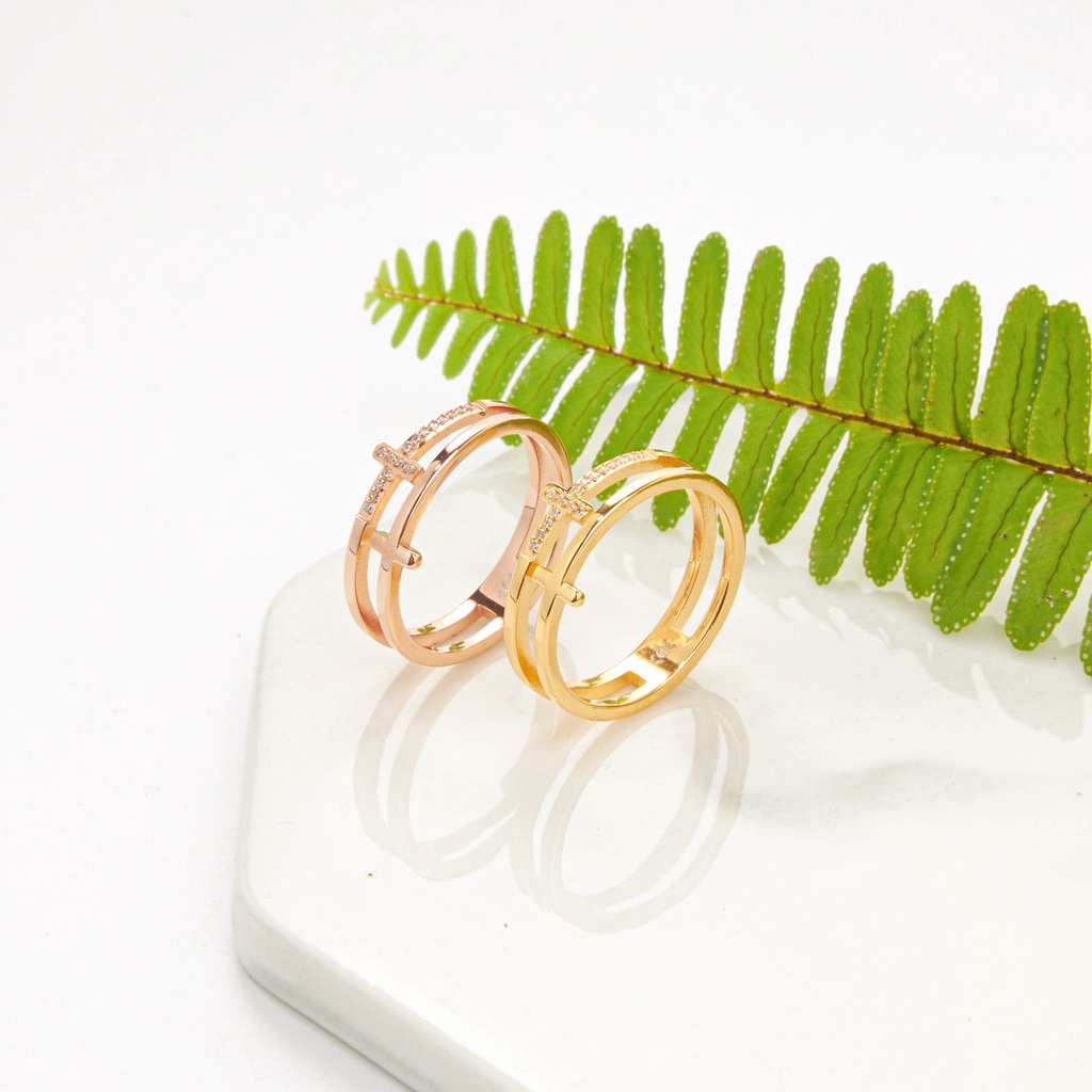 Nhẫn CDE Elsa T Crystal Dual Rose Gold Ring CDE8028
