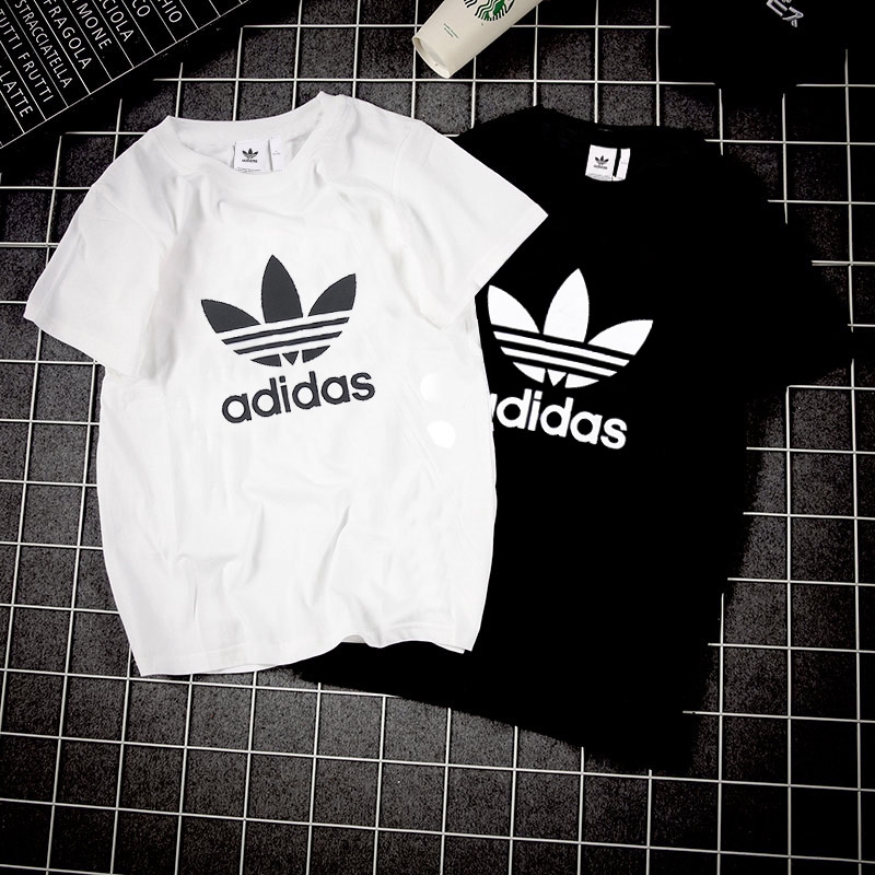 Áo thun 100% Cotton in logo adidas thời trang cho cặp đôi