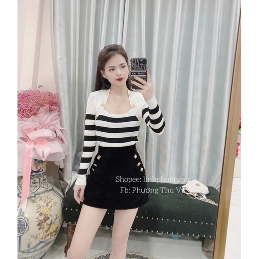 Áo len cổ vuông Trơn/Khuy cách điệu dài tay SIÊU RẺ ( ảnh thật tự chụp) | BigBuy360 - bigbuy360.vn