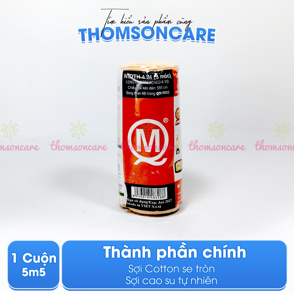 Băng chun vải co giãn bó gối, cổ tay, cố định vết thương Minh Quang, băng thun y tế