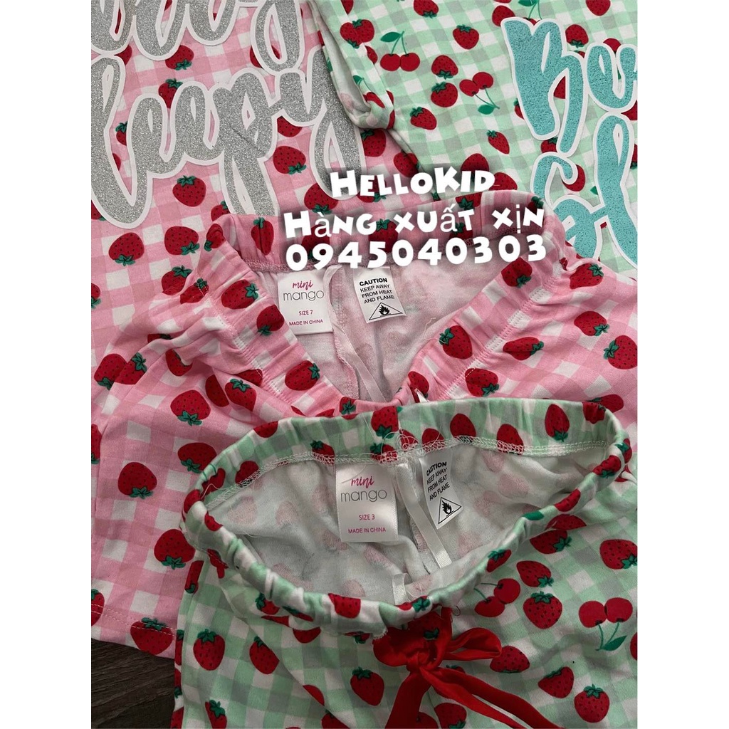 B123 - Bộ kẻ dâu tây bé gái