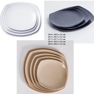 Dĩa vuông cạn nhựa Melamine nhiều màu