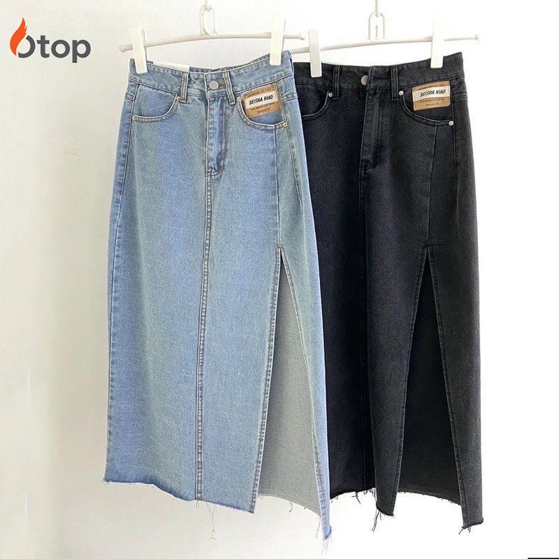 Váy jean xẻ dài cạp cao MUỐI CvJeanXe P0A/K2