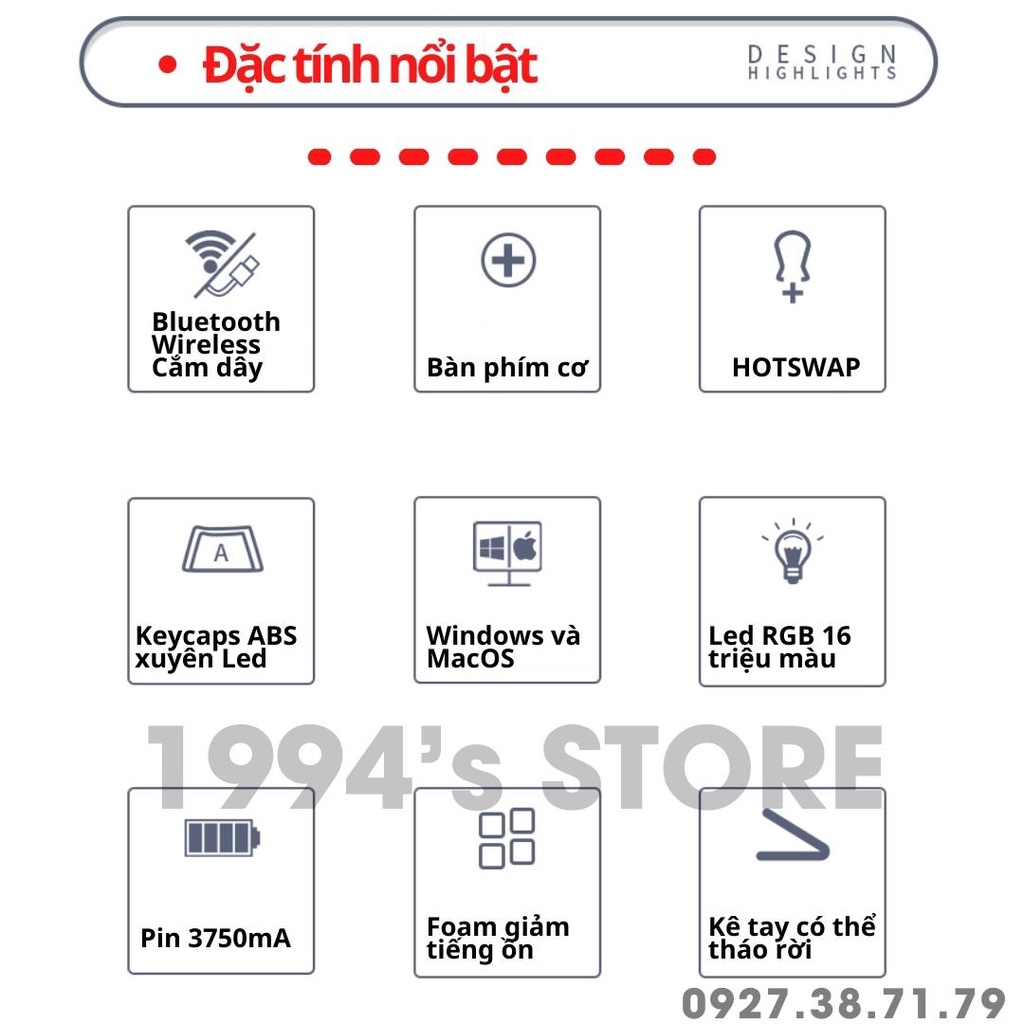 [CÓ SẴN] RK96 HOTSWAP - Bàn phím cơ không dây Royal Kludge RK96 kết nối 3 chế độ Bluetooth 5.0 | Wireless 2.4G | Type C