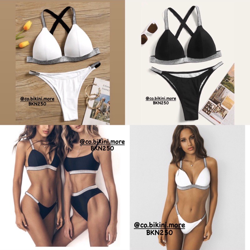 [BKN250] &lt;ÂU&gt; SET BIKINI TRẮNG CUPSO VIỀN NHŨ