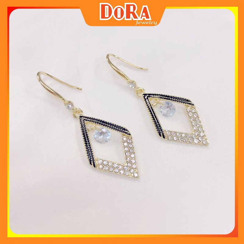 Bông tai hình thoi đính đá trẻ trung kiểu dáng xu hướng mới phong cách đơn giản thích hợp đi làm BSTKL -