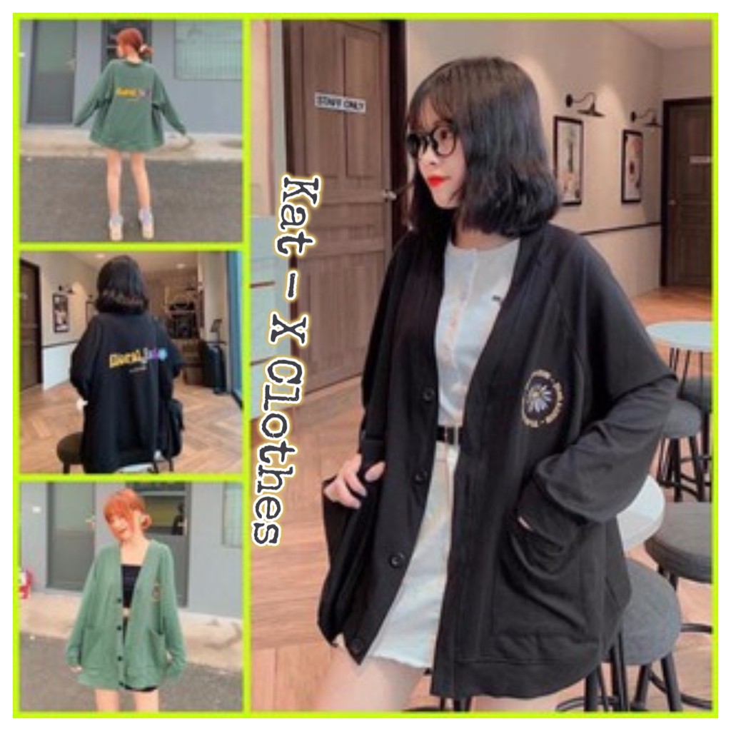 Áo khoác❤️FREESHIP❤️Áo khoác cadigan unisex dáng rộng dưới 75kg - floral fun