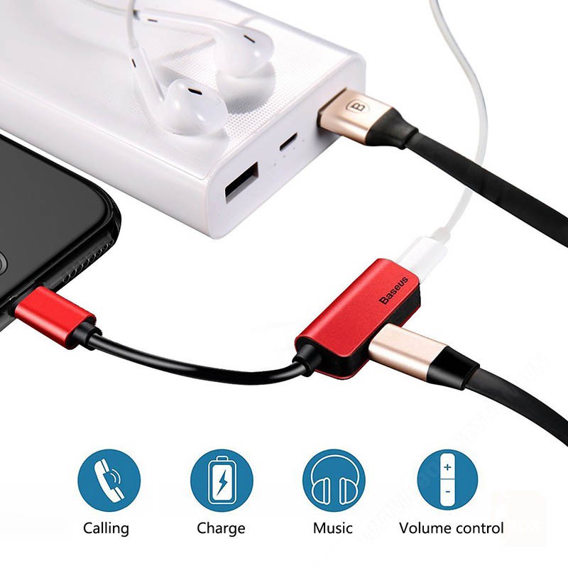 Jack chuyển đổi tai nghe Baseus L37 -vừa sạc vừa nghe - hỗ trợ mic -BH 12 tháng