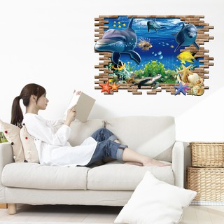 decal dán tường 3D cá heo - DC167