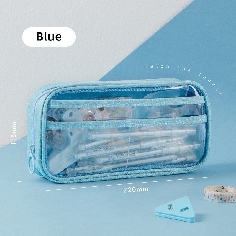 Túi Đựng Bút Bằng PVC Trong Suốt Nhiều Ngăn Tiện Dụng