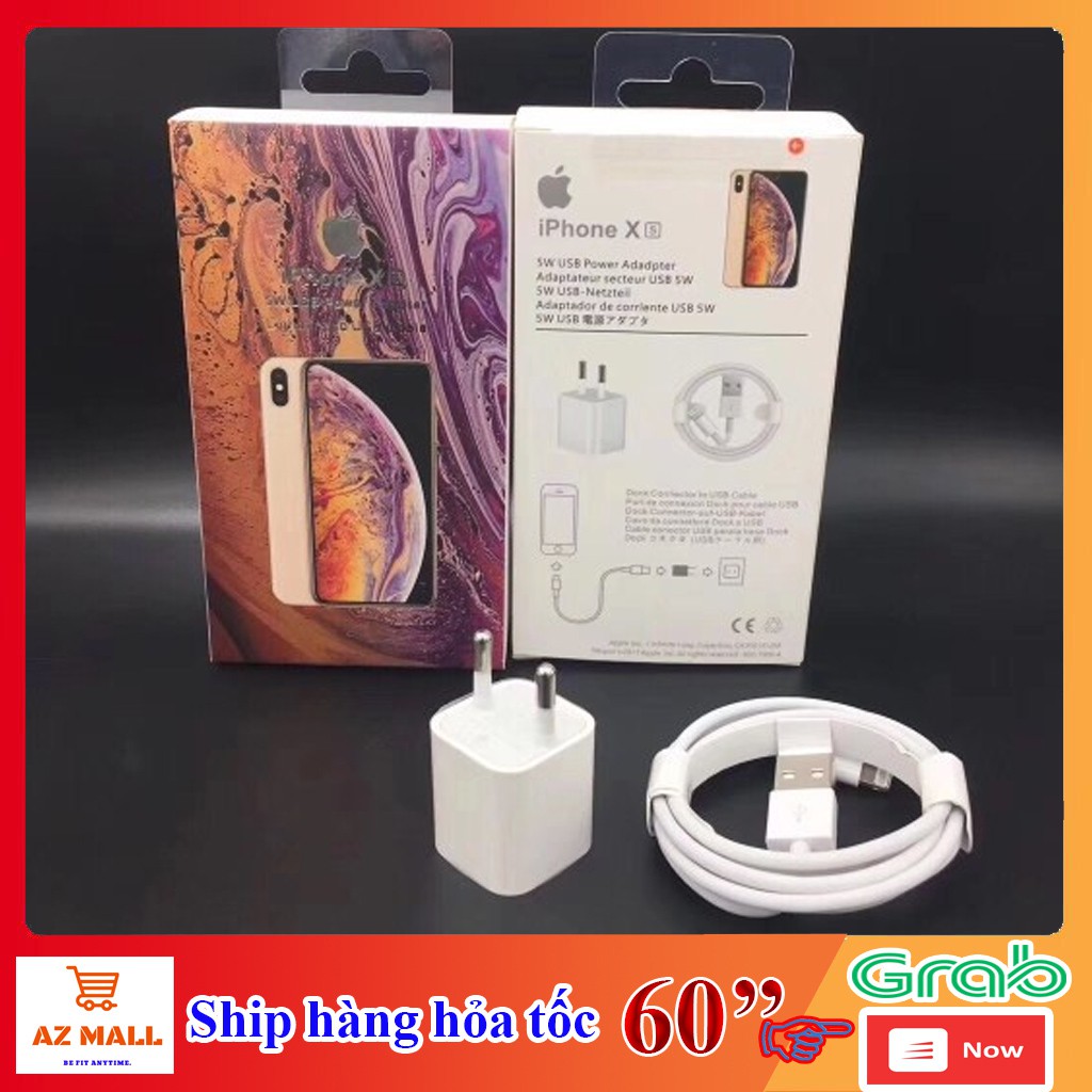 Full Bộ Củ Cáp Sạc iPhone 5,5s,6,6plus, 6s, 6s plus, 7, 7plus, 8, 8plus, x, xs, xs max Hỗ Trợ Sạc Nhanh