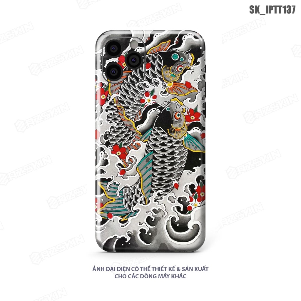 Miếng Dán Skin In Hình Tattoo Độc Lạ IPhone 7/14 Pro Max |SK_IPTT137| Chất Liệu Skin 3M, Khuôn Cắt CNC, Dễ Dán Tại Nhà