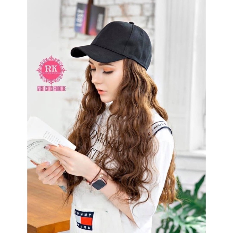Tóc giả mũ xù sóng ❤freeship 50k❤ tóc có mũ dính sẵn cao cấp- tặng lưới chùm