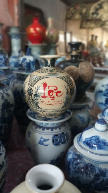 Bình hút lộc gốm chu đậu cao 25cm