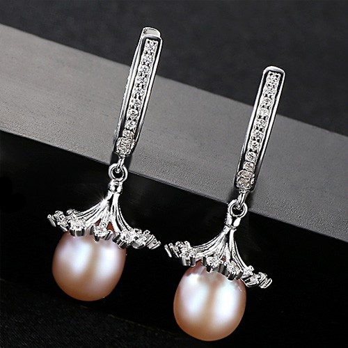 Khuyên Tai Bạc Nữ Thời Trang Đính Hạt Ngọc Trai Nuôi Thiên Nhiên Cao Cấp B2348 - Bảo Ngọc Jewelry