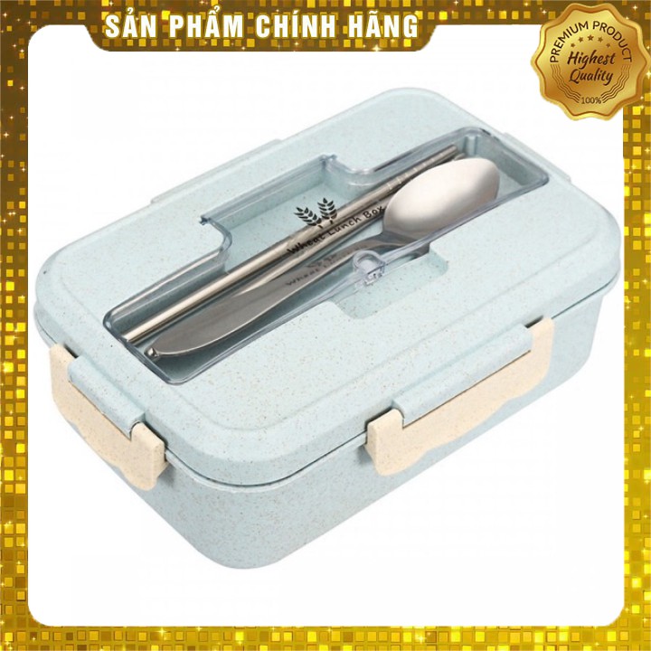 Khay Cơm Lúa Mạch 3 Ngăn Tặng kèm Thìa Đũa Inox