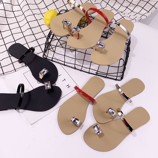 Dép Xỏ Ngón Đế Bằng Đính Đá Trang Trí Lấp Lánh Thời Trang Phong Cách Hàn Quốc Cho Nữ gzfc _ 002