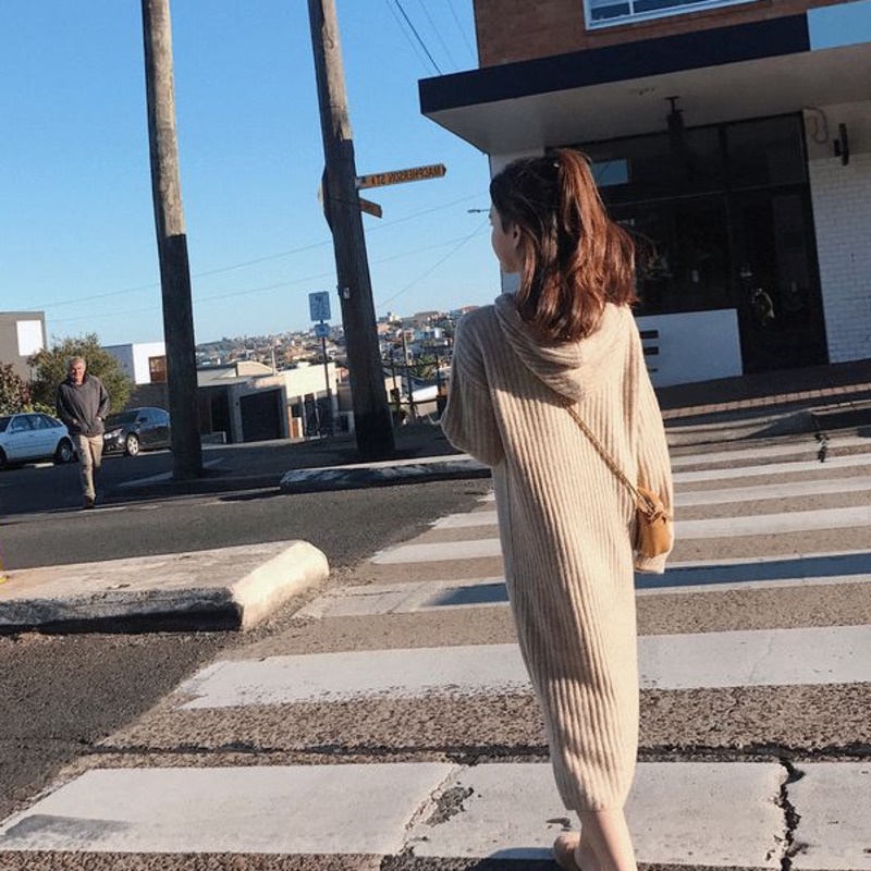 Đầm Sweater Dệt Kim Dáng Rộng Thiết Kế Thanh Lịch Cho Nữ