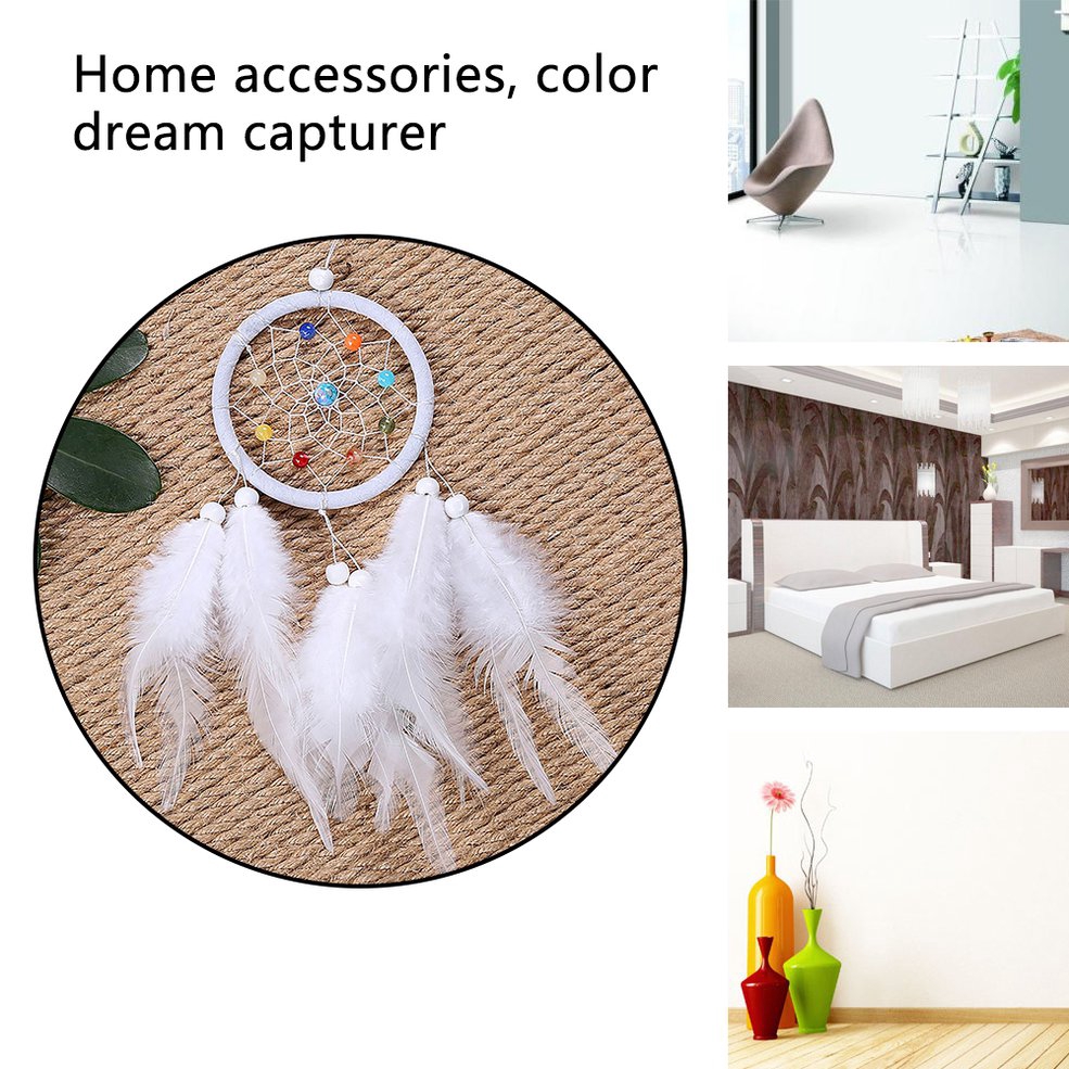 Dreamcatcher phối lông vũ trắng nhỏ bằng lông vũ