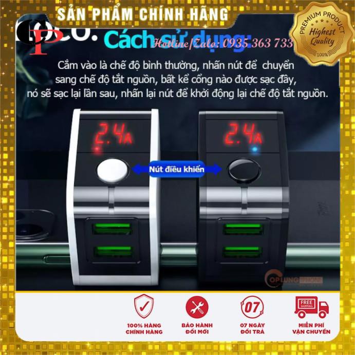 Củ sạc Hoco C86 chính hãng Cốc sạc nhanh 12W đa năng 2 cổng tiện lợi có đèn led hiển thị dòng điện - SATOPA