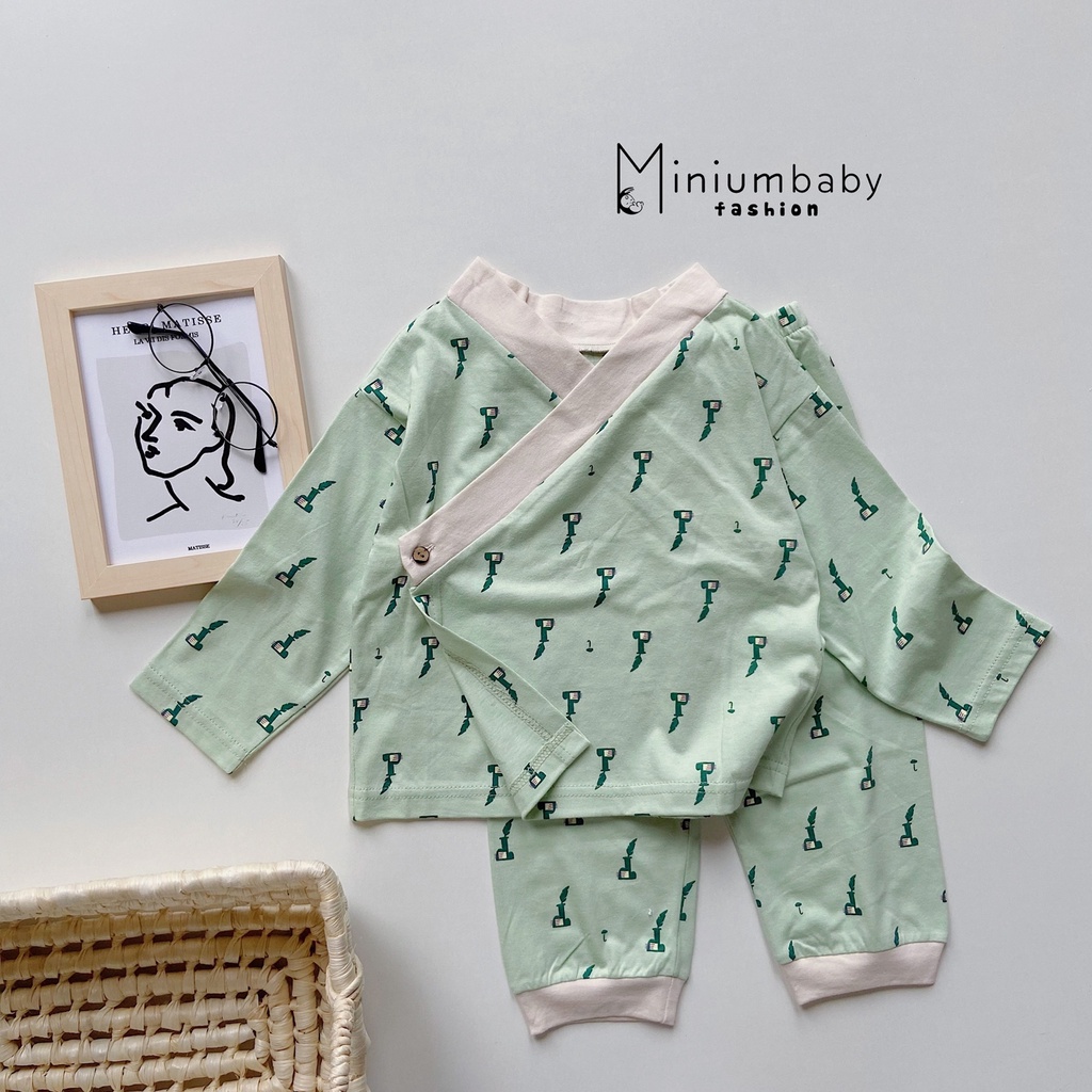 Bộ yukata cho bé trai, bé gái chất liệu cotton mềm mại Minium, set ngủ cho trẻ em-SB1066