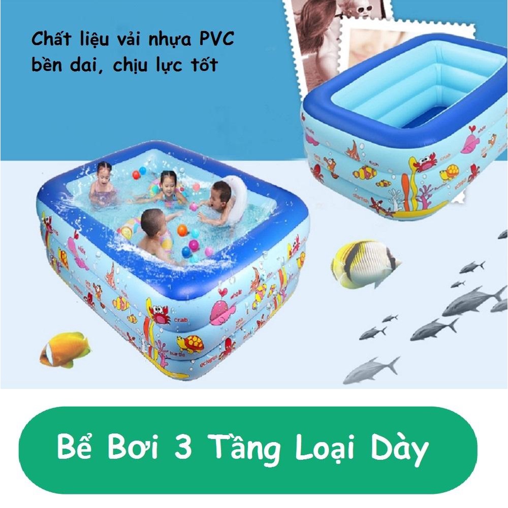 Hồ Bơi Phao Cho Bé Tại Nhà 3 Tầng chính hãng KAW, Hồ Bơi Phao Cho Trẻ Em Dày Dăn, Đáy Chống Trượt. Bảo hành lỗi đổi mới
