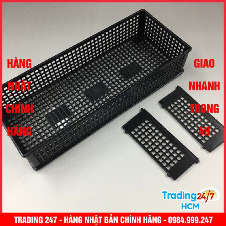 [Giao hàng HCM - 4h ] Khay đựng vật dụng chia ngăn dạng lưới màu ĐEN INOMATA - Nội địa Nhật Bản