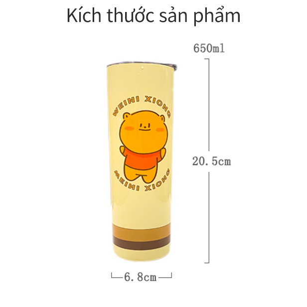 Bình giữ nhiệt inox cao cấp có ống hút giá rẻ hình con ong 650ml