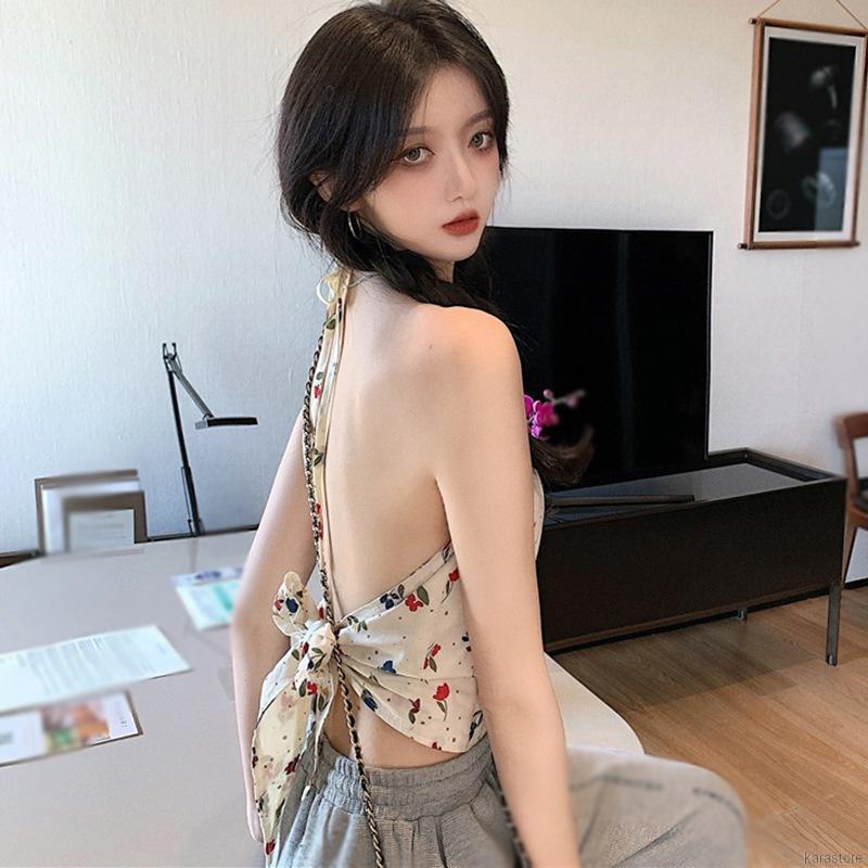 Áo yếm thiết kế buộc dây sau lưng phong cách mùa hè thời trang cho nữ