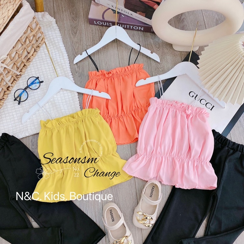 Xả Set áo nhún dây cho bé gái