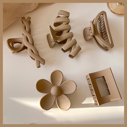 AISHG  Kẹp tóc càng cua màu sắc cà phê sữa phong cách Hàn Quốc dành cho nữ